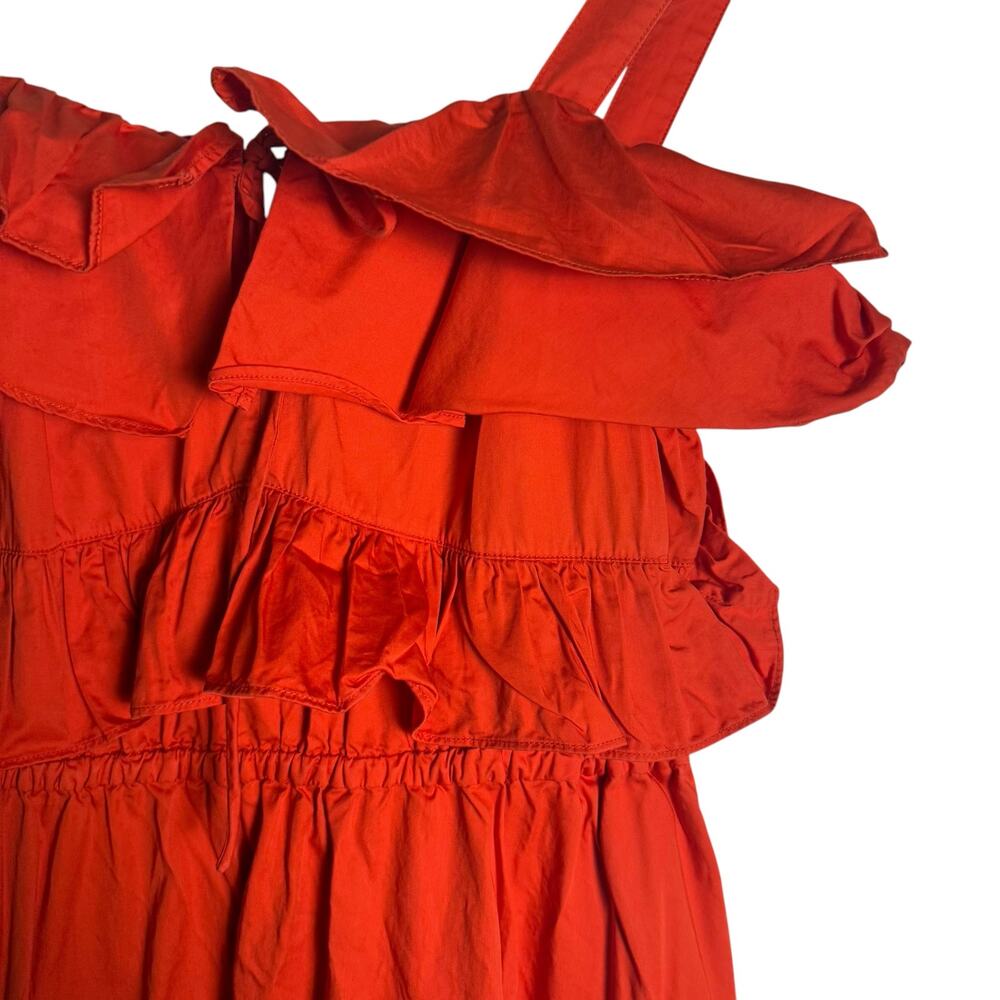 Jason Wu Solid Red Ruffled A-Line Sleeveless Squa… - image 8